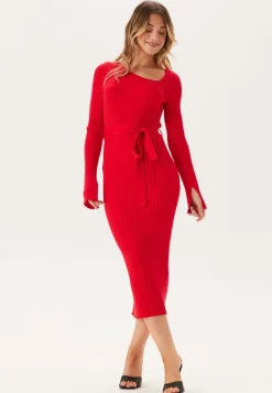 BUBBLEROOM Asymmetric Knitted Midi Dress