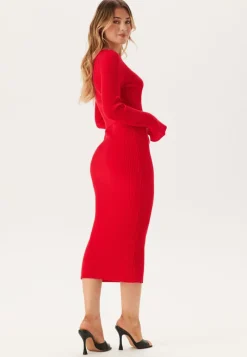 BUBBLEROOM Asymmetric Knitted Midi Dress