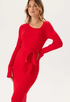 BUBBLEROOM Asymmetric Knitted Midi Dress