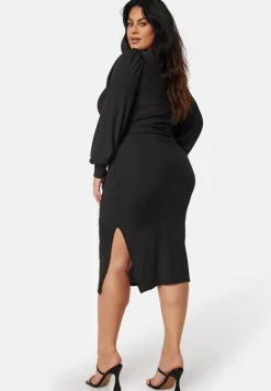 BUBBLEROOM Balloon Sleeve Rib Dress