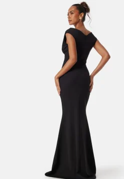 Goddiva Bardot Pleat Maxi Dress