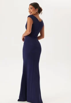 Goddiva Bardot Pleat Maxi Dress