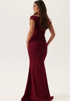 Goddiva Bardot Pleat Maxi Dress