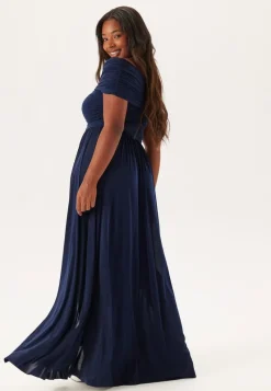 Goddiva Curve Bardot Rouched Maxi With Split