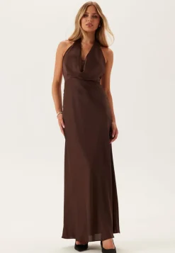 FOREVER NEW Becca Cowl Halter Satin Gown