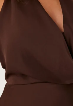 FOREVER NEW Becca Cowl Halter Satin Gown