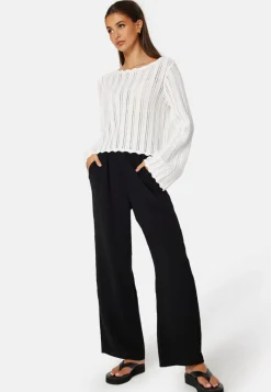 BUBBLEROOM Boat Neck Structure Knitted Sweater