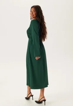 BUBBLEROOM Boatneck Satin Midi Dress