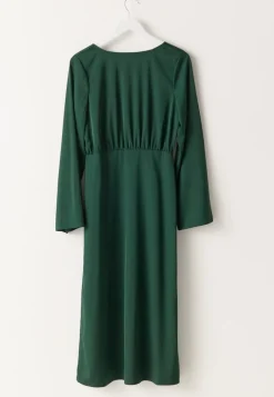 BUBBLEROOM Boatneck Satin Midi Dress