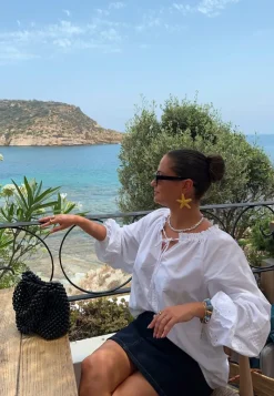 BUBBLEROOM Broderie Anglaise Tie Blouse