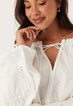 BUBBLEROOM Broderie Anglaise Tie Blouse