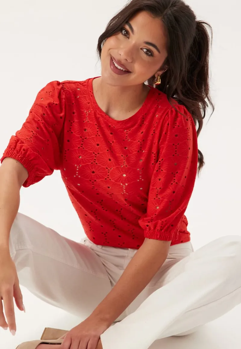 Happy Holly Broderie Anglaise Top