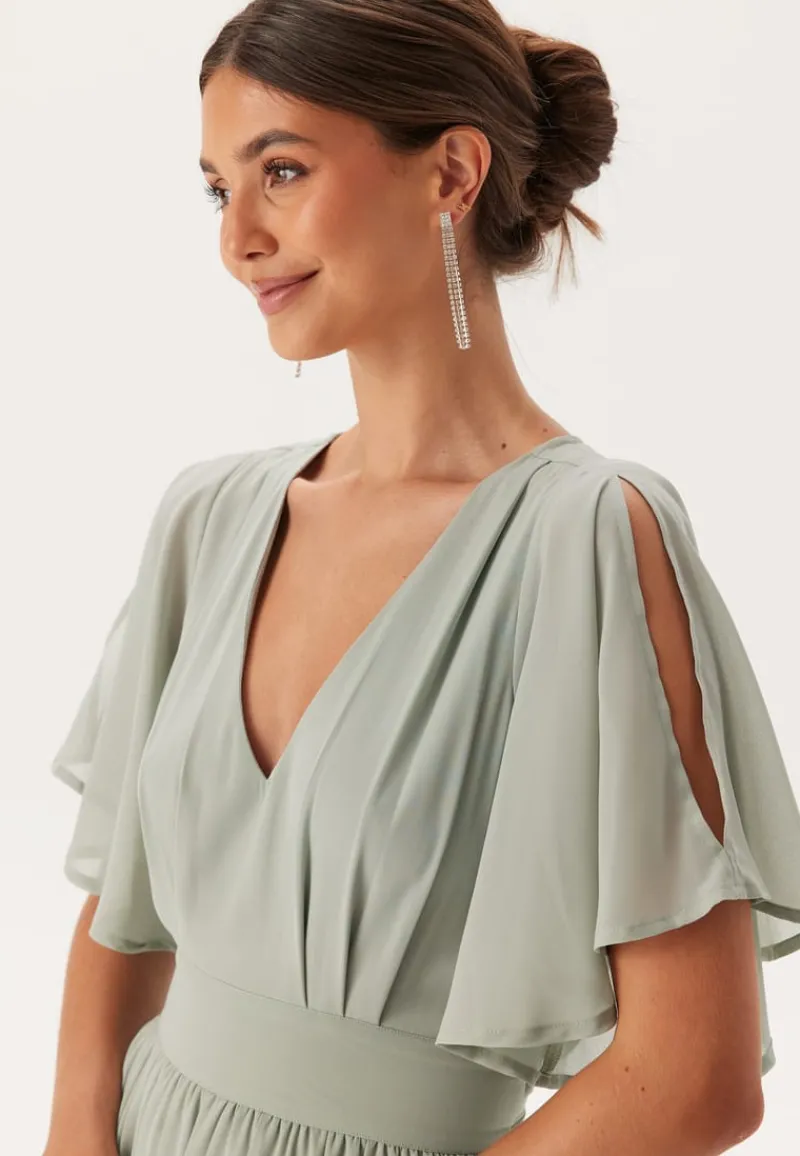 Bubbleroom Occasion Butterfly Sleeve Chiffon Gown