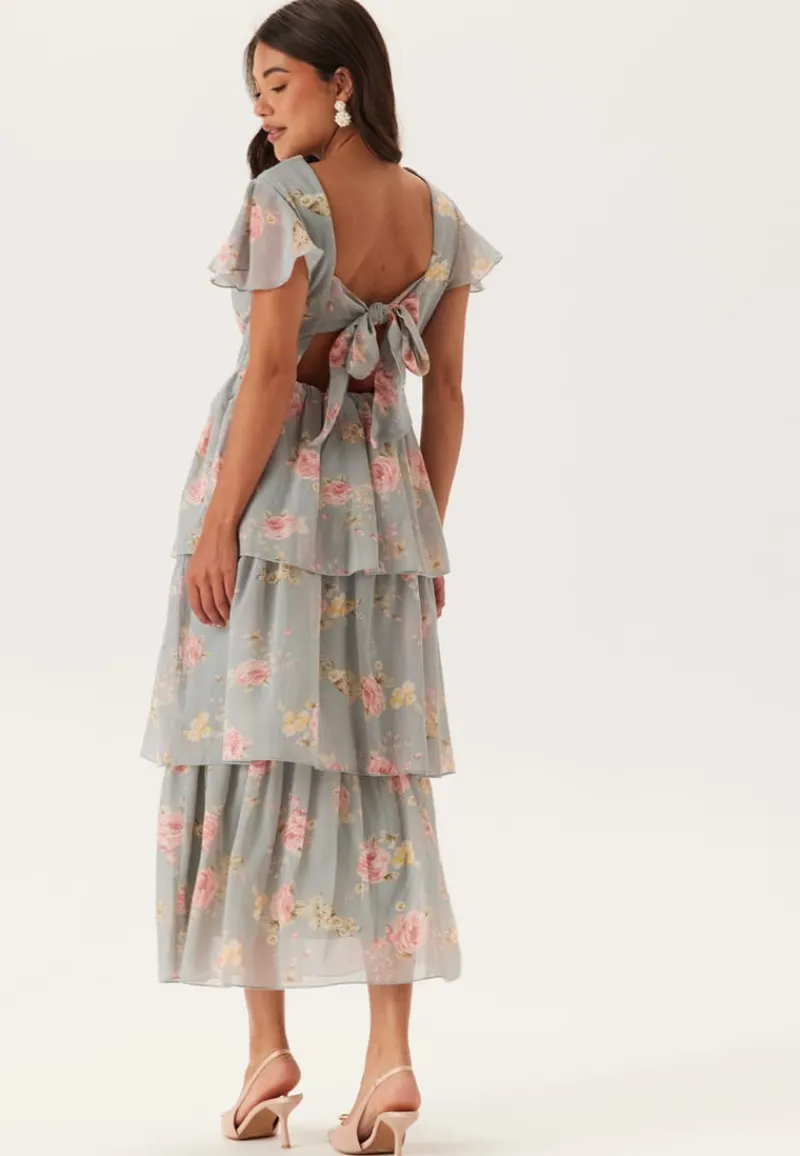 Bubbleroom Occasion Butterfly Sleeve Flounce Dress