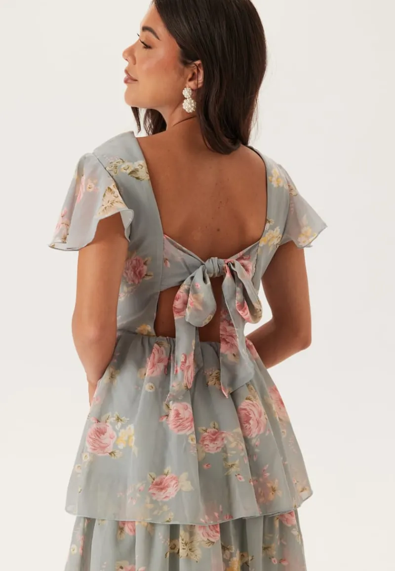 Bubbleroom Occasion Butterfly Sleeve Flounce Dress