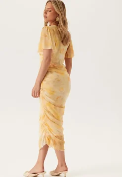 Bubbleroom Occasion Butterfly Sleeve Mesh Ankle Dress