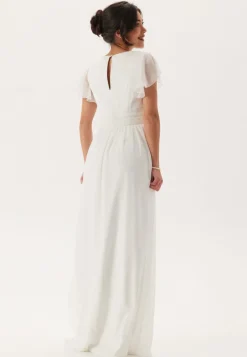 Bubbleroom Occasion Butterfly Sleeve Pleated Wedding Gown