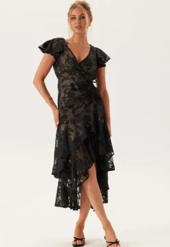 Goddiva Chiffon Flutter High Low Dress