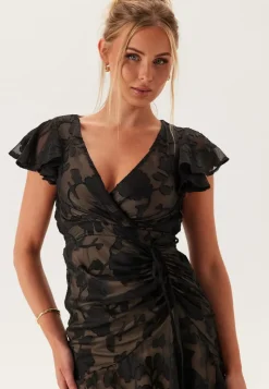 Goddiva Chiffon Flutter High Low Dress