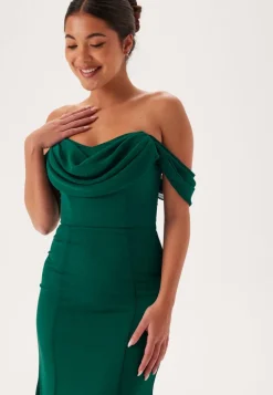 Goddiva Chiffon Off Shoulder Maxi Dress