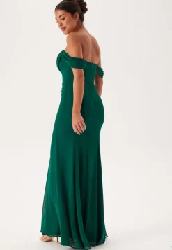 Goddiva Chiffon Off Shoulder Maxi Dress