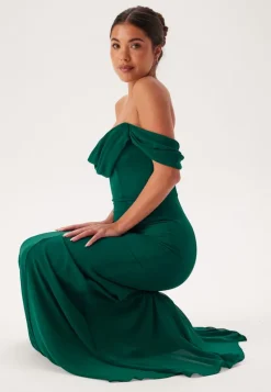 Goddiva Chiffon Off Shoulder Maxi Dress