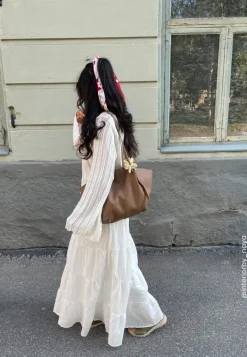 Happy Holly Cotton Dobby Dot Maxi Skirt