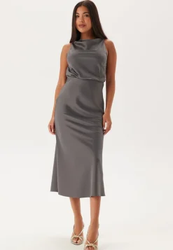 Bubbleroom Occasion Cowl Neck Satin Midi Dress