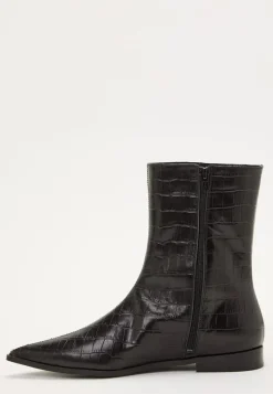 MAKE WAY Croco Leather Ankle Boot