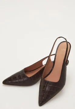 MAKE WAY Croco Leather Slingback