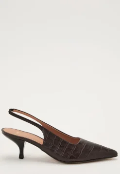 MAKE WAY Croco Leather Slingback