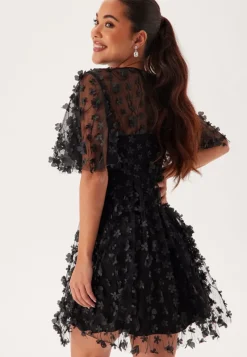 Bubbleroom Occasion 3D Floral Butterfly Sleeve Dress