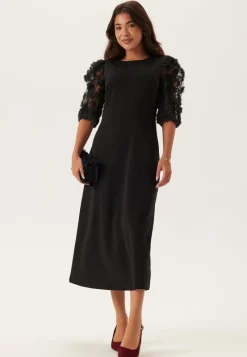 Happy Holly 3D Floral Sleeve Midi Dress