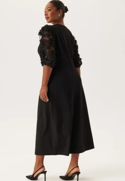 Happy Holly 3D Floral Sleeve Midi Dress