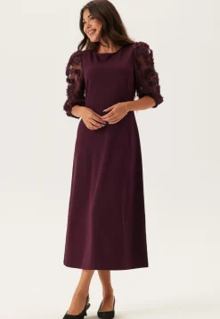 Happy Holly 3D Floral Sleeve Midi Dress