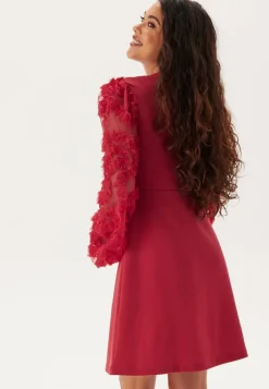 Happy Holly 3D Floral Sleeve Short Dress