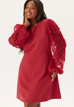 Happy Holly 3D Floral Sleeve Short Dress