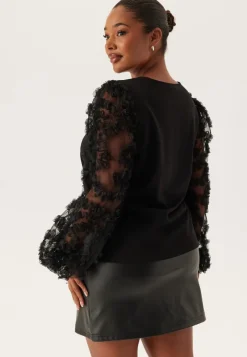 Happy Holly 3D Floral Sleeve V-neck Top