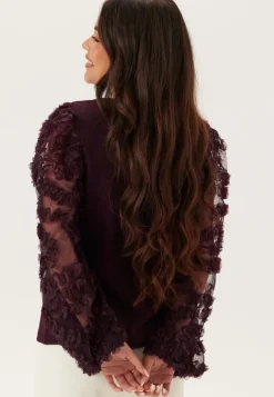 Happy Holly 3D Floral Sleeve V-neck Top