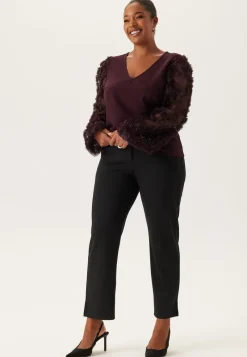 Happy Holly 3D Floral Sleeve V-neck Top