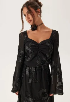 BUBBLEROOM 3D Flower Long Sleeve Blouse