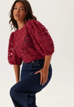 BUBBLEROOM 3D Flower Puff Sleeve Blouse