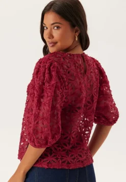 BUBBLEROOM 3D Flower Puff Sleeve Blouse