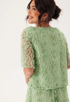 BUBBLEROOM 3D Flower Short Sleeve Blouse