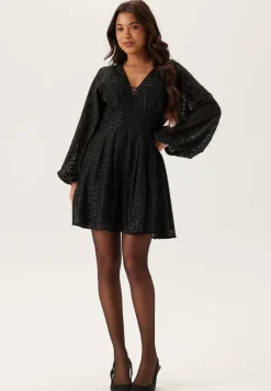 Bubbleroom Occasion 3D Lurex Raglan Sleeve Short Dress