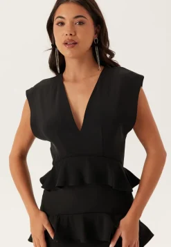 Bubbleroom Occasion Deep V-Neck Flounce Gown