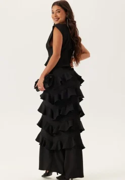 Bubbleroom Occasion Deep V-Neck Flounce Gown