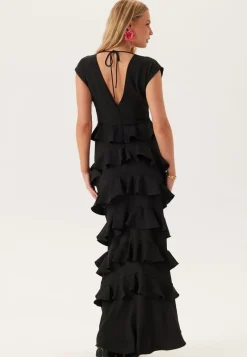 Bubbleroom Occasion Deep V-Neck Flounce Gown