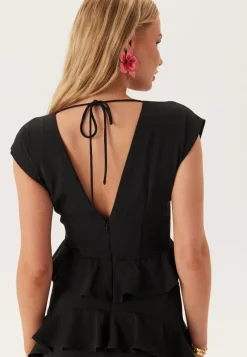 Bubbleroom Occasion Deep V-Neck Flounce Gown