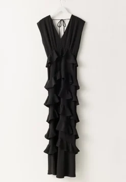 Bubbleroom Occasion Deep V-Neck Flounce Gown